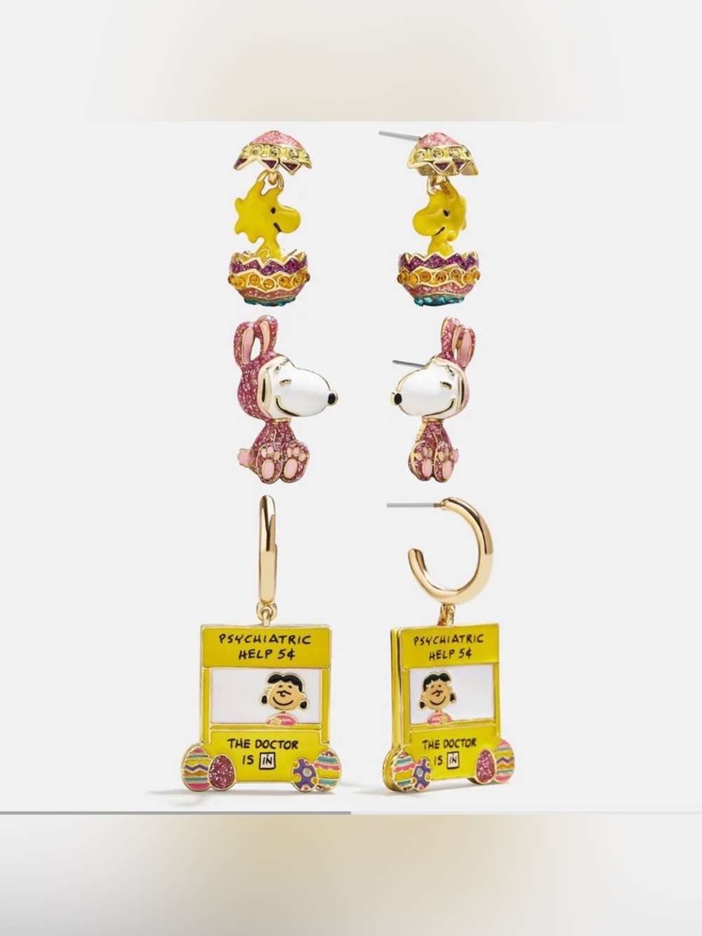 Baublebar Peanuts Snoopy Earrings: Set of 3 Pairs